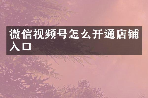 微信视频号怎么开通店铺入口