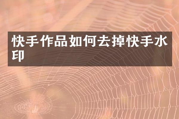 快手作品如何去掉快手水印
