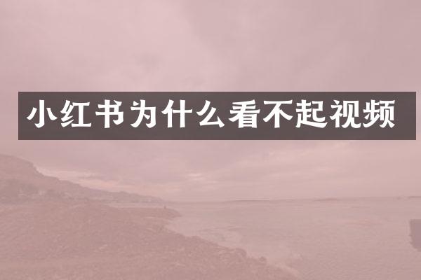 小红书为什么看不起视频