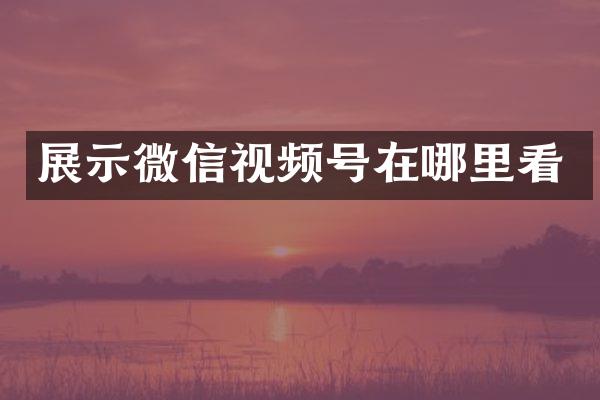 展示微信视频号在哪里看
