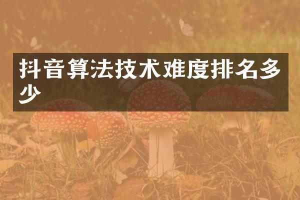 抖音算法技术难度排名多少