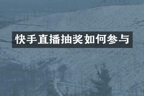 快手直播抽奖如何参与