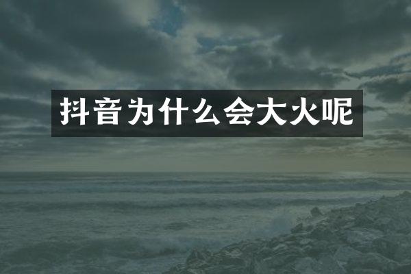 抖音为什么会大火呢