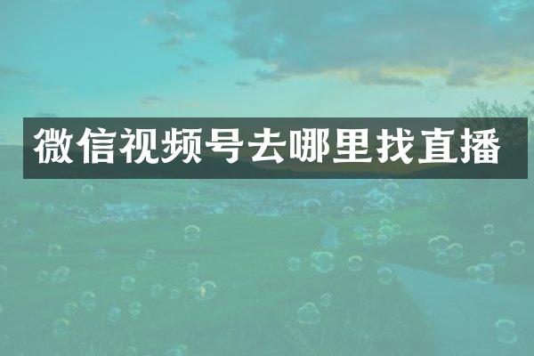 微信视频号去哪里找直播