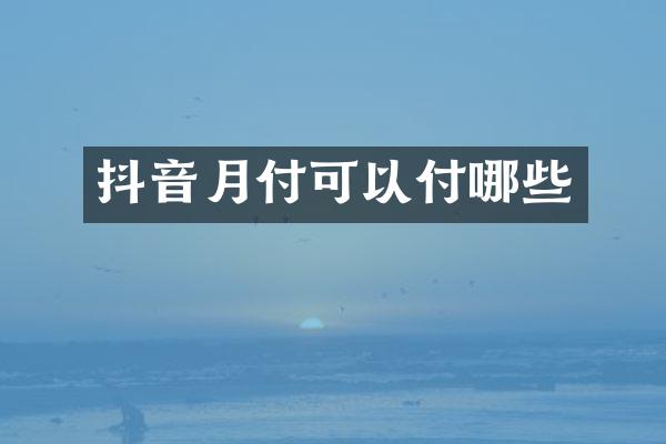 抖音月付可以付哪些