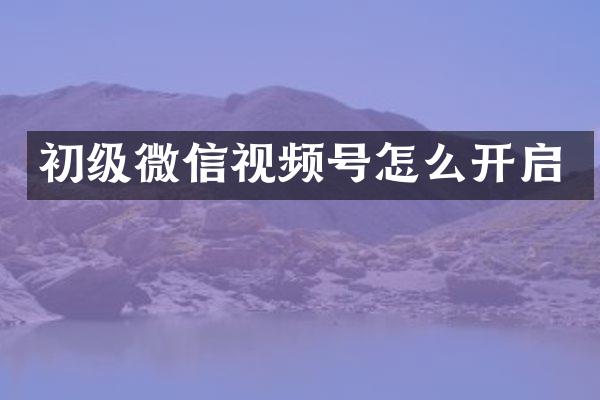 初级微信视频号怎么开启