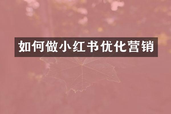 如何做小红书优化营销