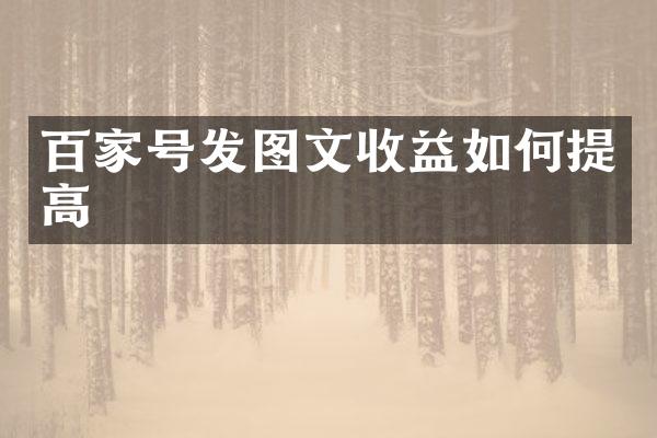 百家号发图文收益如何提高