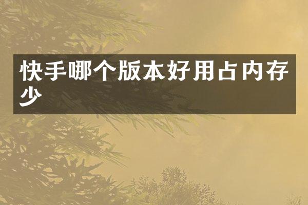快手哪个版本好用占内存少