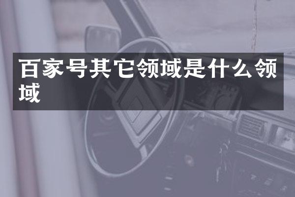 百家号其它领域是什么领域