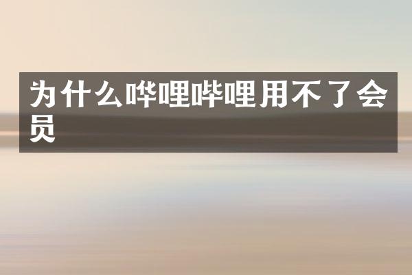 为什么哗哩哔哩用不了会员