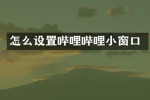 怎么设置哔哩哔哩小窗口