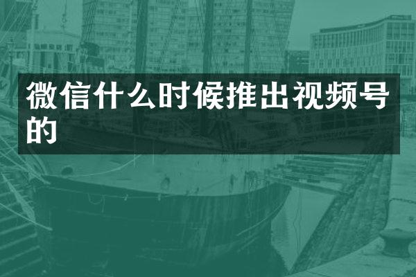 微信什么时候推出视频号的