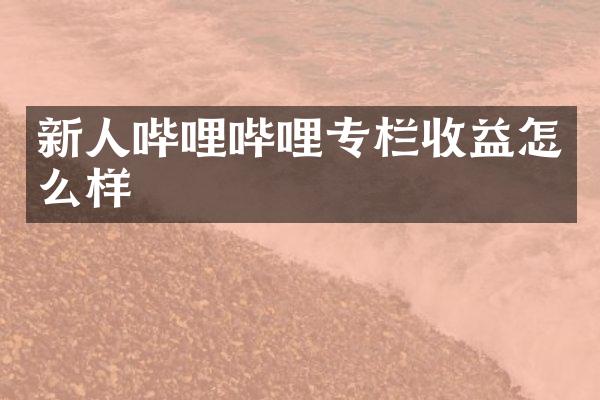 新人哔哩哔哩专栏收益怎么样