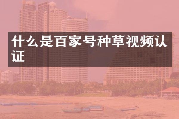 什么是百家号种草视频认证