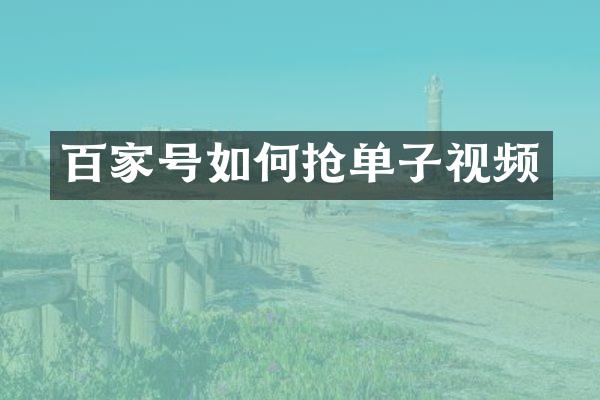 百家号如何抢单子视频