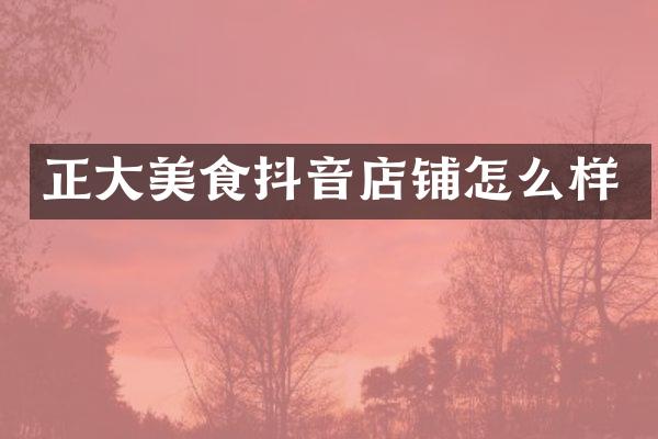 正大美食抖音店铺怎么样