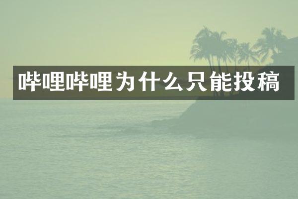哔哩哔哩为什么只能投稿