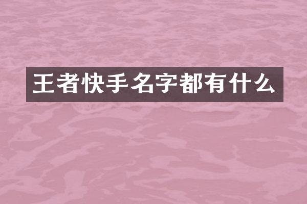 王者快手名字都有什么