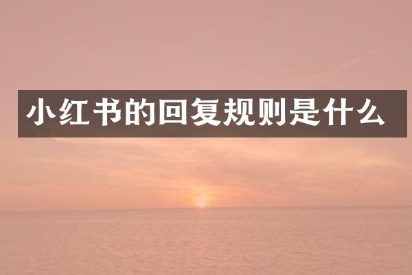 小红书的回复规则是什么