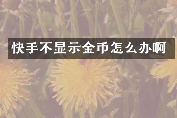 快手不显示金币怎么办啊