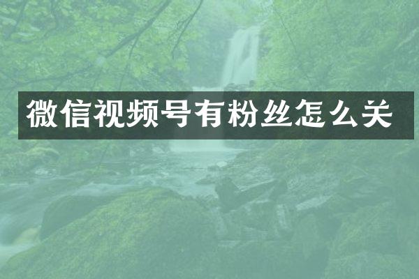 微信视频号有粉丝怎么关