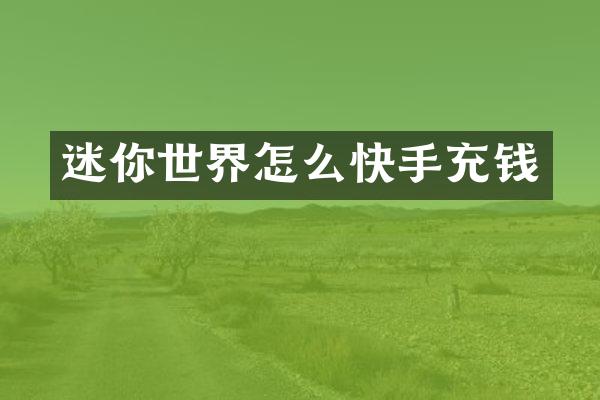 迷你世界怎么快手充钱