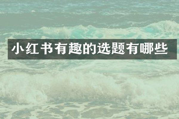 小红书有趣的选题有哪些