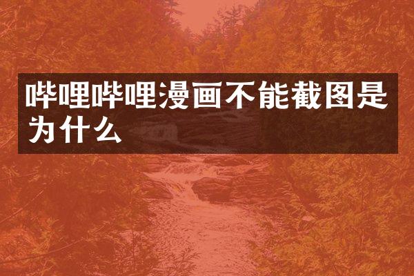 哔哩哔哩漫画不能截图是为什么