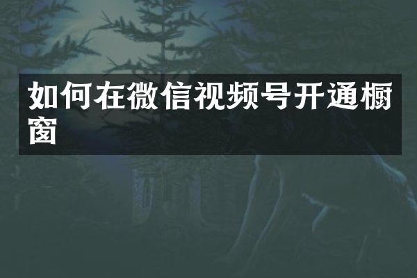 如何在微信视频号开通橱窗