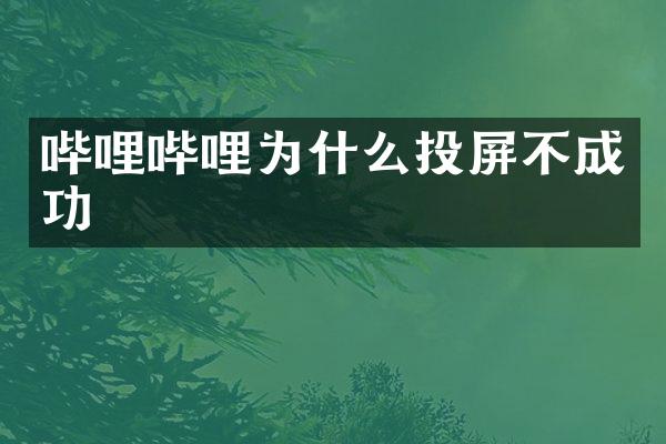 哔哩哔哩为什么投屏不成功