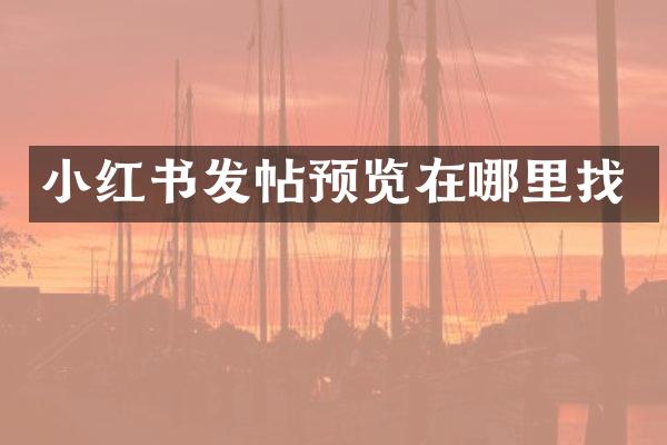 小红书发帖预览在哪里找
