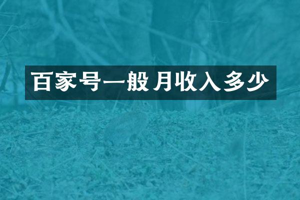 百家号一般月收入多少