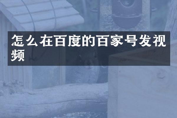 怎么在百度的百家号发视频