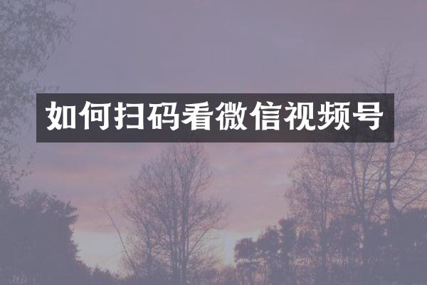 如何扫码看微信视频号