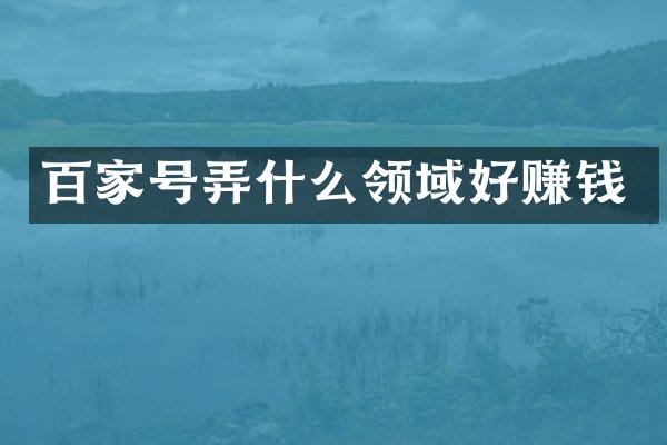 百家号弄什么领域好赚钱