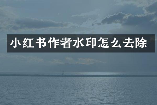 小红书作者水印怎么去除