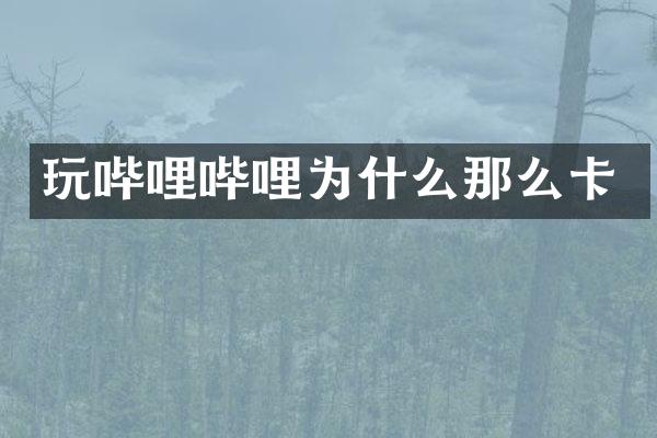 玩哔哩哔哩为什么那么卡