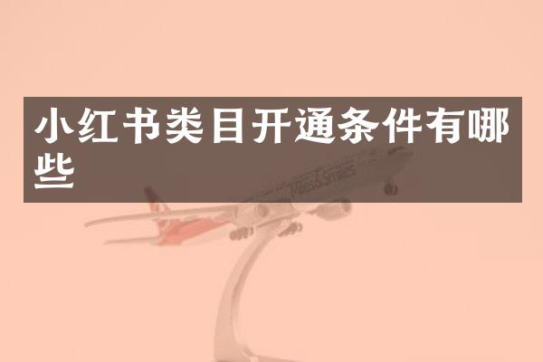 小红书类目开通条件有哪些