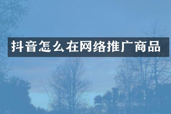 抖音怎么在网络推广商品