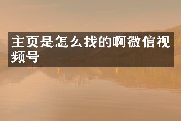 主页是怎么找的啊微信视频号