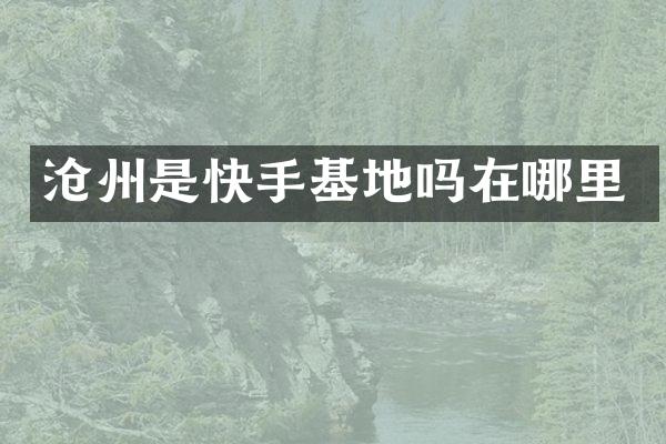 沧州是快手基地吗在哪里