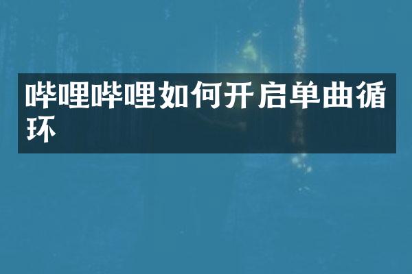 哔哩哔哩如何开启单曲循环