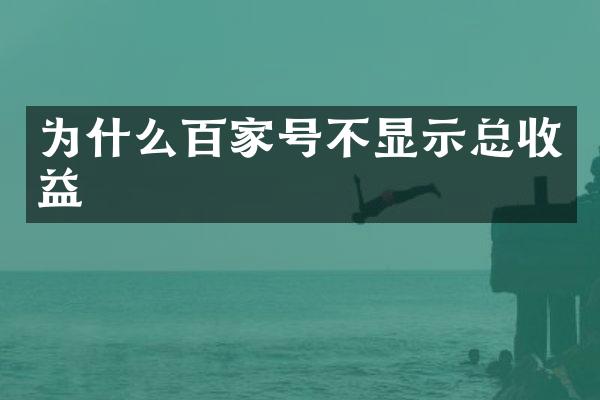 为什么百家号不显示总收益