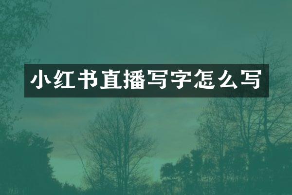 小红书直播写字怎么写