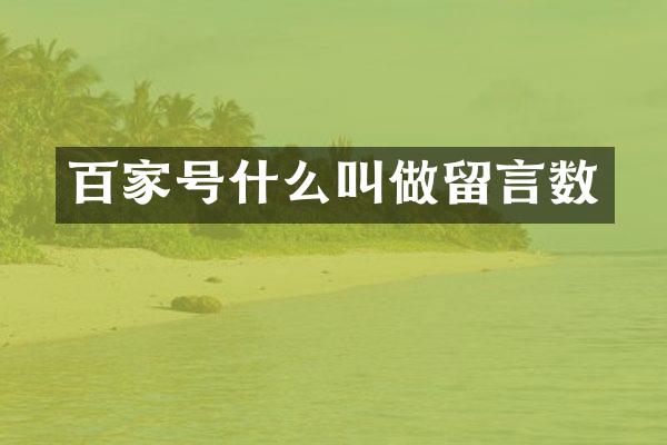 百家号什么叫做留言数