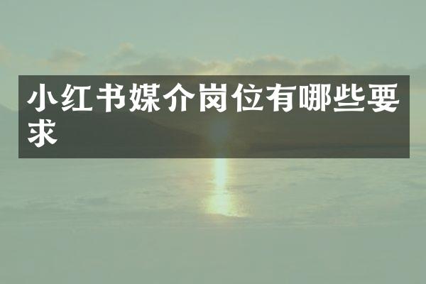 小红书媒介岗位有哪些要求