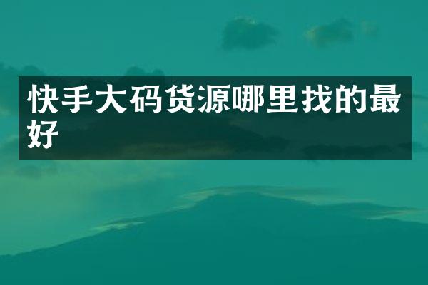 快手大码货源哪里找的最好
