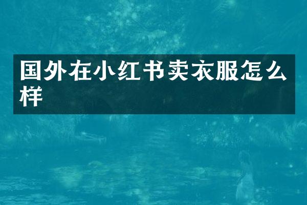 国外在小红书卖衣服怎么样