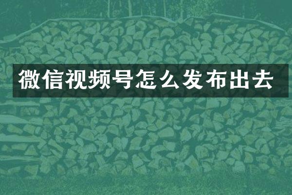 微信视频号怎么发布出去